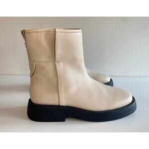 NEW FRANCO SARTO BOOTS BEIGE IVORY BLACK CHUNKY COMBAT ANKLE SIDE ZIPPER ETNA 2